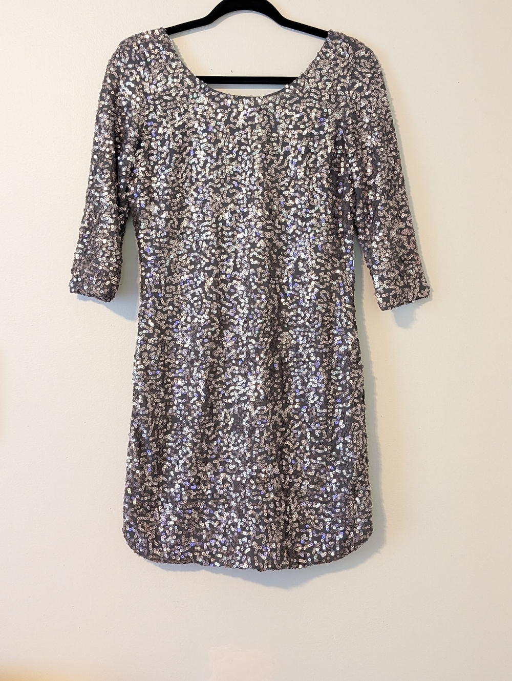 LC Lauren Conrad Silver Sequin Scoop-Neck Dress